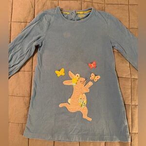 Baby Boden Blue Bunny Appliqué Long Sleeve Top